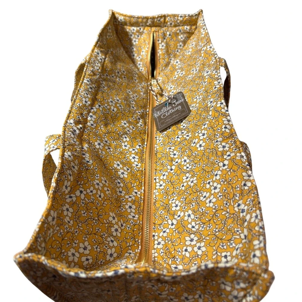 Matilda Jane Shay Quilted Tote Bag Yellow Floral Polka Dot Lined NWT